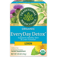 Traditional Medicinals Organic Everyday Detox Lemon Herbal Tea, Supports Healthy Skin & Liver Function, (Pack Of 1) - 16 Tea Bags