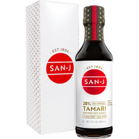 San-J - Gluten Free Tamari Soy Sauce With 28% Less Sodium - Specially Brewed - Made With 100% Soy - 10 Oz. Bottle