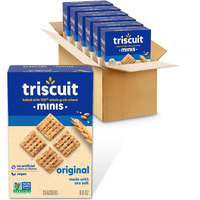 Triscuit Minis Original Whole Grain Wheat Crackers, Vegan Crackers, 6 - 8 Oz Boxes