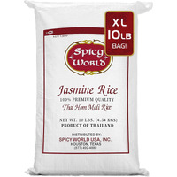 Spicy World Jasmine Rice 10 Pound Bag - Thai Hom Mali Premium Variety ~ By Spicy World