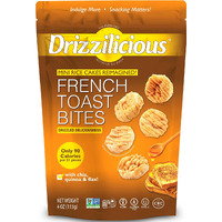 Drizzilicious Mini Rice Cakes French Toast - Rice Crisps, Healthy Snack For Adults And Kids, Flavored Rice Cakes, Vegan, Gluten Free, Allergen Free, Only 90 Calories Per Serving - 4 Oz (Pack Of 6)