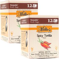 Millies Sipping Broth - Vegetable Broth -Natural-Gluten Free-Keto Friendly Spicy Tortilla 12 Count Box (2-Pack)