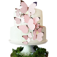 Sugar Robot Inc. Edible Butterflies Assorted Size Pastel Premium Crafted Made In The Usa - Cake And Cupcake Toppers, Decoration (Pink)