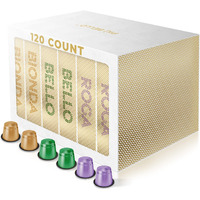 Piu Bello Coffee Pods Light Variety Pack For Nespresso Original Machine - 3 Light Flavors Of Chocolate, Nuts, Sweet Caramel - Rich & Balanced Taste, Kosher (3 Flavor Multipack 120 Count)