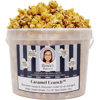 Ren  Es Caramel Crunch Gourmet Popcorn - Rich Brown Sugar, Wisconsin Butter- An Indulgent, Crispy, Sweet Popped Fresh, Handmade Delightful Snack Or Gift - 1.1 Gallon Plastic Bucket Tin.
