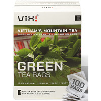 Vixi Green Tea Bags, 100 Counts, Vietnam's Mountain Tea, Antioxidant, Caffeinated, Tagless, Plastic Free, Balanced Flavored, 100% Natural For Hot, Iced And Cold Brew