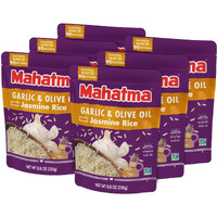 Mahatma Ready To Heat Garlic & Olive Oil-Flavored Jasmine Rice, Precooked Rice, Microwaveable In 90 Seconds, Six 8.8-Ounce Bags