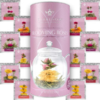Teabloom Rose Flowering Tea - 12 Hand Tied Blooming Tea Flowers - 36 Steeps, Makes 250 Cups - Romantic Rose Tea Gift Set For Tea Lovers