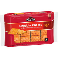 Austin Sandwich Crackers, Single Serve Snack Crackers, Office And Kids Snacks, Cheddar Cheese On Cheese (12 Trays, 96 Packs)