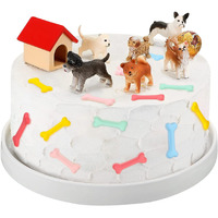 18 Pcs Realistic Dog Cake Topper Dog Figurines Dog Birthday Cake Topper Dog Bone Kennel Cake Toppers Dog Party Decoration Mini Dog Set For Kids Baby Shower Garden Birthday Party (Vivid Style)