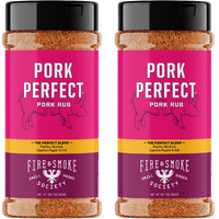 Fire & Smoke Society Pork Perfect Pork Rub | Bbq Seasoning For Smoking And Grilling Meat | Pulled Pork Ribs, Rib Rub, Dry Bbq Rubs And Spices | Paprika, Mustard, Cayenne Pepper & Salt | Xl (2-Pack)