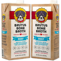 Brutus Beef Bone Broth For Dogs And Cats - All Natural Dog Bone Broth With Chondroitin Glucosamine & Turmeric -Human Grade Dog Food Toppers For Picky Eaters & Dry Food -Tasty & Nutritious