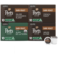 Peet's Coffee, Dark Roast Keurig Coffee Pods Variety Pack - Major Dickason's Blend, French Roast, Organic Alma De La Tierra, House Blend, 40 Count (4 Boxes Of 10 K-Cup Pods)