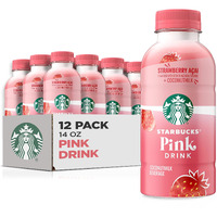 Starbucks Pink Drink, Strawberry Acai With Coconut Milk, 14Oz Bottles (12 Pack)