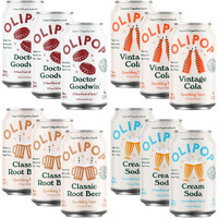 Olipop - 4-Flavor Sparkling Tonic Retro Greatest Hits Variety Pack, Prebiotic Soda Sampler, Rich In Botanicals,High Fiber, Vegan, Low-Sugar, Low-Calorie, Non-Gmo (12Oz, 12-Pack)