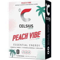 Celsius On-The-Go Powder Sticks Peach Vibe, Essential Energy 2.6 Oz (14 Sticks Per Pack)