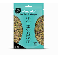 Wonderful Pistachios No Shells, Sea Salt & Vinegar Flavored Nuts, 11 Ounce Resealable Bag, Protein Snacks, Gluten Free, Healthy Snacks