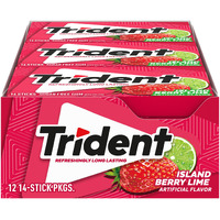 Trident Island Berry Lime Sugar Free Gum, 12 Packs Of 14 Pieces (168 Total Pieces)