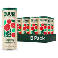 Zevia Organic Sugar Free Iced Tea, Black Tea Raspberry, 12 Ounce Cans (Pack Of 12)