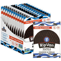 Rip Van Wafels Cookies & Cream Stroopwafels - Healthy Snacks - Non Gmo Snack - Keto Friendly - Office Snacks - Low Sugar (3G) - Low Calorie Snack - 12 Pack
