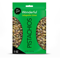 Wonderful Pistachios No Shells, Jalapeo Lime Flavored Nuts, 11 Ounce Resealable Bag, Protein Snacks, Gluten Free, Healthy Snacks