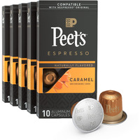 Peet's Coffee, Dark Roast Espresso Capsules, Caramel 50 Count (5 Boxes Of 10 Espresso Pods)