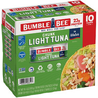 Bumble Bee Chunk Light Tuna In Water, 5 Oz Cans (Pack Of 10) - Wild Caught Skipjack Tuna - 23G Protein Per Serving - Msc Certified Sustainable Seafood, Non-Gmo, Gluten Free, Kosher