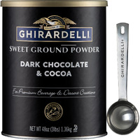 Ghirardelli Sweet Ground Dark Chocolate & Cocoa Powder, 3 Pound Can (Pack Of 1) With Ghirardelli Stamped Barista Spoon