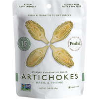 Poshi Marinated Artichoke Hearts Snack Pack | Basil + Thyme | Keto, Vegan, Paleo, Non Gmo, Low Carb + Calorie, Gluten Free, Fully Cooked Vegetables, Gourmet, Healthy, All Natural (10 Pack, 1.58 Oz)
