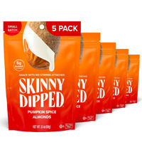 Skinnydipped Pumpkin Spice Almonds, Healthy Snack, Plant Protein, Gluten Free, 3.5 Oz Resealable Bags, Pack Of 5