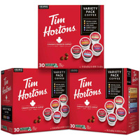 Tim Hortons Coffee Variety Pack, Single-Serve K-Cup Pods Compatible With Keurig Brewers, 90Ct K-Cups Total, Red