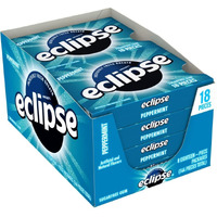 Eclipse Gum Peppermint Sugar Free Chewing Gum, 18 Pieces (8 Packs)