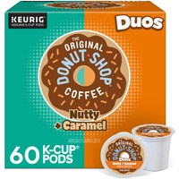 The Original Donut Shop Duos Nutty + Caramel Coffee, Keurig Single Serve K-Cup Pods, Light Roast Coffee, 60 Count, (6 Packs Of 10)
