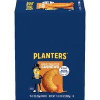 Planters Cashews Super Tube Nuts, Honey Roasted, 15-Count, 2 Ounce
