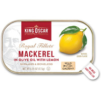 King Oscar Skinless & Boneless Mackerel Fillets, Lemon, 4.05-Ounce Cans (Pack Of 12)