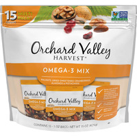 Orchard Valley Harvest Omega-3 Mix, 1 Ounce Bags (Pack Of 15), Walnuts, Cranberries, Almonds, And Pistachios, Gluten Free, Non-Gmo, No Artificial Ingredients