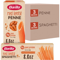 Barilla Red Lentil Spaghetti & Penne Pasta Variety Pack, 8.8 Oz (Pack Of 6) - Vegan, Gluten Free, Non Gmo & Kosher -Made With Plant Based Protein