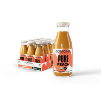 Pomona Organic Peach Juice (Pack Of 12), Cold Pressed Usda Organic Juices, 100% Peaches, No Added Sugar, Not From Concentrate, Vegan, Kosher, Non Gmo, Pasteurized, 8.4 Oz Glass Bottles