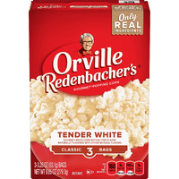 Orville Redenbacher's Tender White Gourmet Microwave Popcorn, Classic Bag, 3-Count (Pack Of 12)