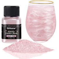 Nihome Edible Food-Grade Glimmer Powder Glitter Luster Dust Metallic Food Decorating Sprinkle Glimmery Dust For Drink Wine Beverage Cake Candy Dessert Bakery Restaurant Vegan (0.18Oz/5G, Light Pink)