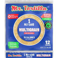 Mr. Tortilla Low Carb Tortilla Wraps - Keto Tortillas With Avocado Oil - Street Taco Size - 1 Net Carb Per Serving - Low Calorie Keto Wraps - Low Carb Tortillas - (Multigrain, 12 Count)
