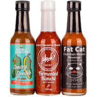 Hot Ones Season 24 Warmup Pack, Hot Sauce Pack With Seeing Double Hot Sauce, Fermented Kimchi, Fat Cat Chairman Meow Revenge, Made With All Natural Ingredents, 5 Fl Oz Bottles (3-Pack)