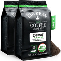 The Bean Organic Coffee Company Water Processed Decaf Le Bean, Dark French Roast, Ground Coffee, 16-Ounce Bags (Pack Of 2), Caf   Molido Tostado Org  Nico Descafeinado