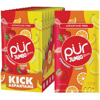 Pur Jumbo Gum | Aspartame Free Chewing Gum | 100% Xylitol | Natural Strawberry, Banana, Orange Flavor, 20 Pieces (Pack Of 10)