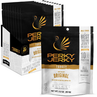 Perky Jerky Original Turkey Jerky, Low Sodium - 10G Protein Per Serving - Low Fat - 100% U.S. Sourced - Tender Texture And Bold Flavor, 2.2 Ounce (Pack Of 12)