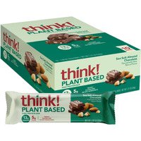 Think! Vegan/Plant Based High Protein Bars - Sea Salt Almond Chocolate, 13G Protein, 5G Sugar, No Artificial Sweeteners, Non Gmo Project Verified, 10 Count (Packaging May Vary)
