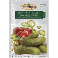 Mrs. Wages Hot Spicy Pickles Quick Process Mix, Simple-To-Use, Flavorful Spice, Easy Way To Make Pickles, Zesty Jalapeno Pepper Flavor, Great Snack, 6.5 Oz Packet (Value Pack Of 12)
