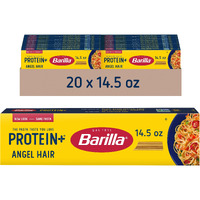 Barilla Protein+ (Plus) Angel Hair - Protein From Lentils, Chickpeas & Peas - Good Source Of Plant-Based Protein - Protein Pasta - Non-Gmo - Kosher Certified - 14.5 Ounce Box (Pack Of 20)