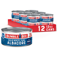 Bumble Bee Solid White Albacore Tuna In Water, 12 Oz Can (Pack Of 12) - Wild Caught Tuna - 22G Protein Per Serving, High In Omega-3S - Non-Gmo Project Verified, Gluten Free, Kosher