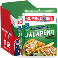 Bumble Bee Jalapeno Seasoned Tuna, 2.5 Oz Pouches (Pack Of 12) - Ready To Eat - Wild Caught Tuna Packet - 14G Protein Per Serving - Gluten Free